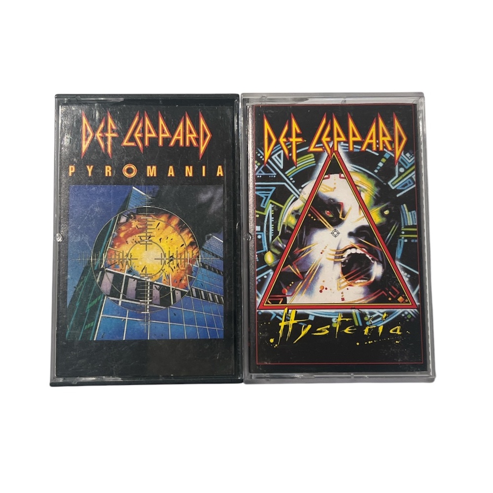 Vintage 80's Def Leppard Pyromania & Hysteria Cassette Tapes Made In Canada